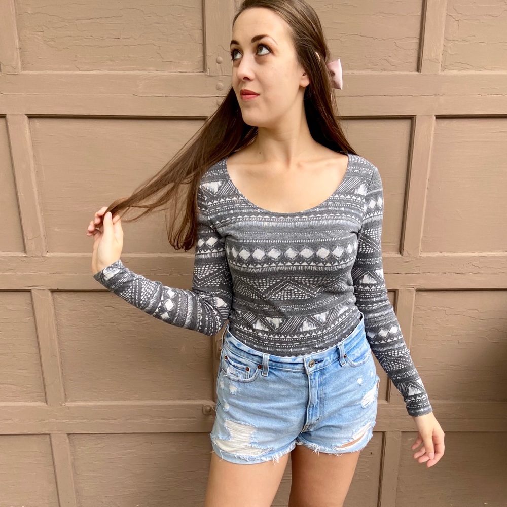 Mudd grey/white fitted shirt long sleeve